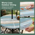 thumbnail image 5 of Round Outdoor Tablecloth with Umbrella Hole and Zipper, Blue Wood Grain Tablecloth with Elastic Waterproof, Farmhouse Vintage Shabby Geometric Patio Table Covers for 45" - 54" Picnic Pool Tables, 5 of 9
