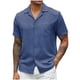 thumbnail image 1 of Playera Elvqul Hombre Mayor Liso Abotonada Solapa Lino Azul Oscuro Manga Corta, 1 of 5