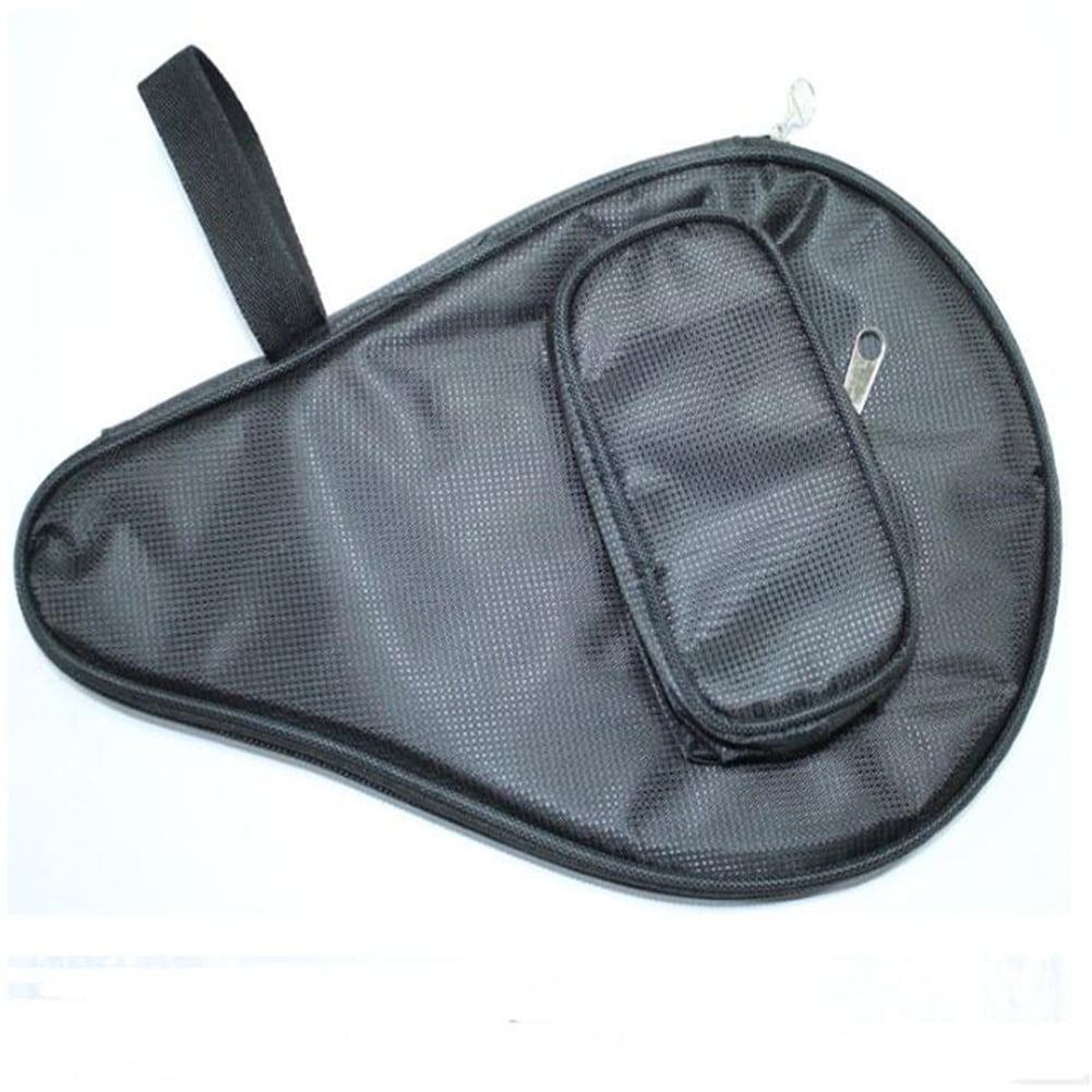 Black Waterproof Table Tennis Racket Bag PingPong Paddle Bat Case w/ Ball Pouch 