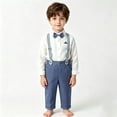 thumbnail image 3 of enyan Little Boy Clothes Suits Dress Shirt with Bow Tie Suspender Pants Gentleman Outfit Sets for Party, Prom, Wedding Blue,6-7 Years, 3 of 7