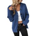 thumbnail image 4 of Drawstring Knitted Cardigan Coat Women's Hooded Single-breasted Sweater, 4 of 9