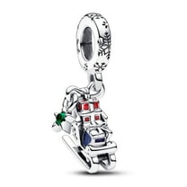 925 Sterling Silver Charm for Bracelets Christmas Sleigh Dangle Charm Women Bracelet Charm