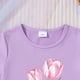 thumbnail image 4 of Conjuntos de blusas y camisas de cuello redondo y manga corta para niños, top con capucha de manga larga de color con faldas de cintura elástica, traje casual y cómodo, conjunto de poliéster para niño, 4 of 6