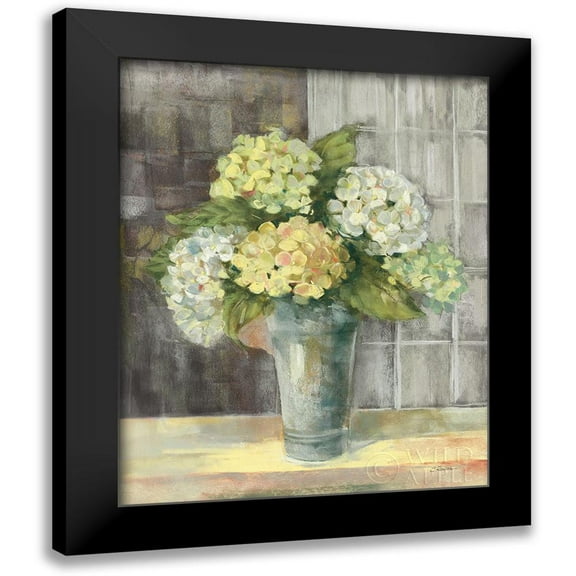 Rowan, Carol 12x14 Black Modern Framed Museum Art Print Titled - Yellow Hydrangea Gray