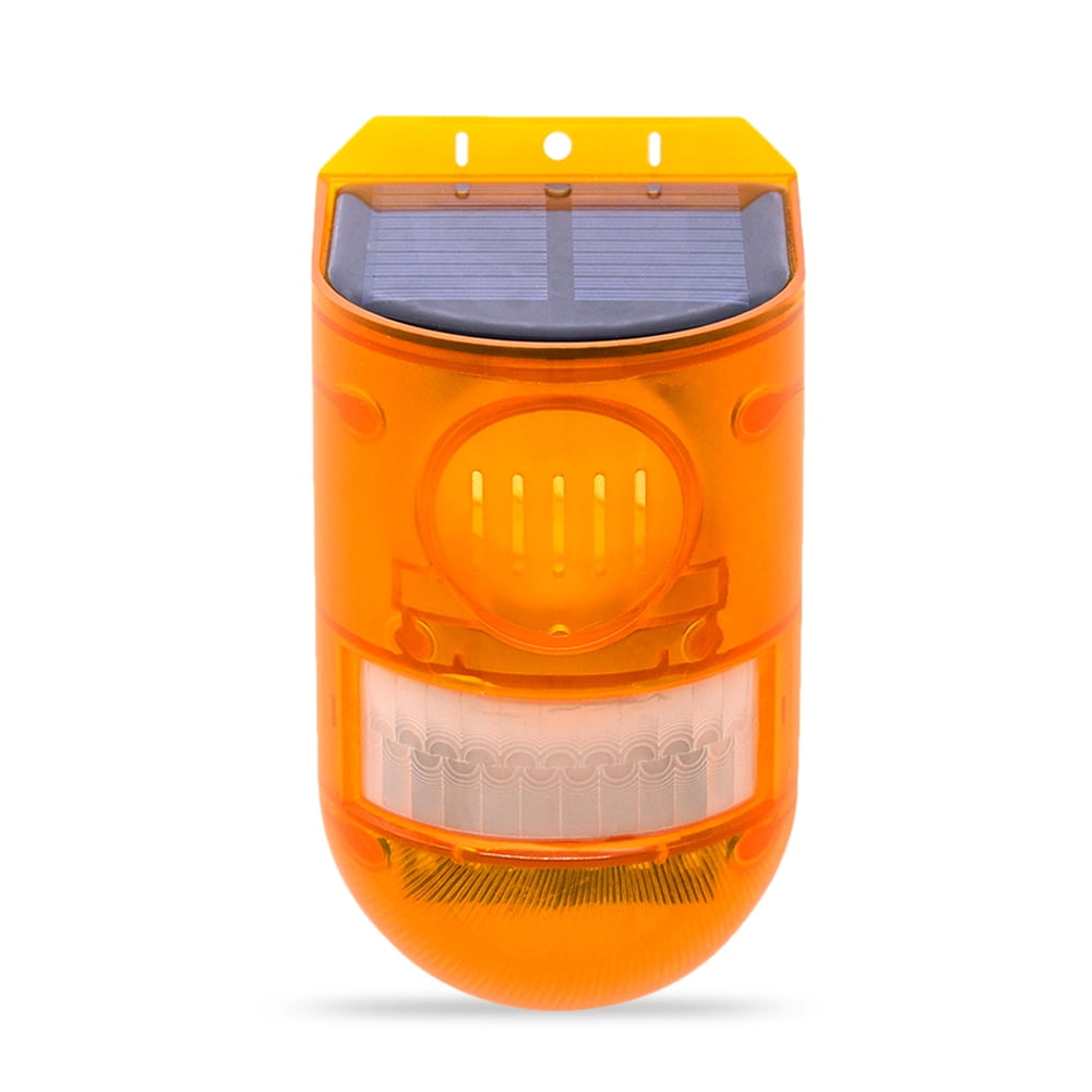 Famure Solar Sound & Light Alarm Motion Sensor 110 Decibels Siren Sound Alert & 6LEDs Flash Warning Strobe Security Alarm System for Farm Villa