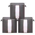 thumbnail image 1 of Clothing Organizer For Closet, Save Space Foldable Bins With Sturdy Zippers, Clear Viewing Window Storage Solutions (Pack Of 3, Grey), 1 of 5