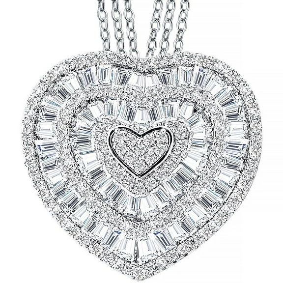 Cubic Zirconia Heart Necklaces for Women - CZ Heart Pendant Necklaces - Unique Statement Love Sparkling Cubic Zirconia Jewelry 20 Inches - Anniversary Wedding Birthday Christmas Gifts for Women