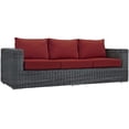 thumbnail image 5 of Modern Contemporary Urban Design Outdoor Patio Balcony Garden Furniture Lounge Sectional Sofa Set, Sunbrella Rattan Wicker, Grey Red, 5 of 7