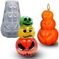 thumbnail image 1 of Moldes de velas de calabaza 3D, moldes de resina de calabaza de Halloween de silicona para resina epoxi, jabón hecho a mano, velas, manualidades de fundición, decoración del hogar JM, 1 of 6