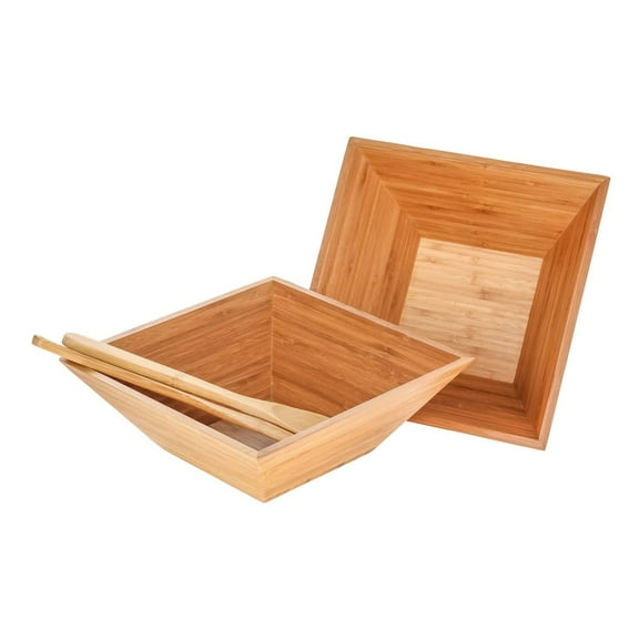 Heim Concept 4 Piece Bamboo Salad Bowl Set in Brown