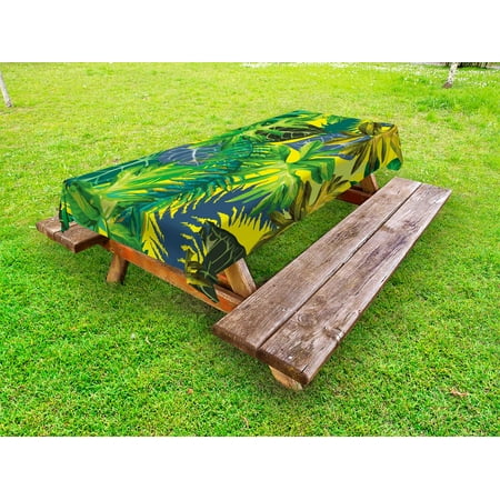 

Plant Outdoor Tablecloth Botany Themed Drawing Depicting Exotic Leaves in Tropical Environment Hawaiian Vibes Decorative Washable Fabric Picnic Table Cloth 58 X 84 Inches Multicolor by Ambesonne
