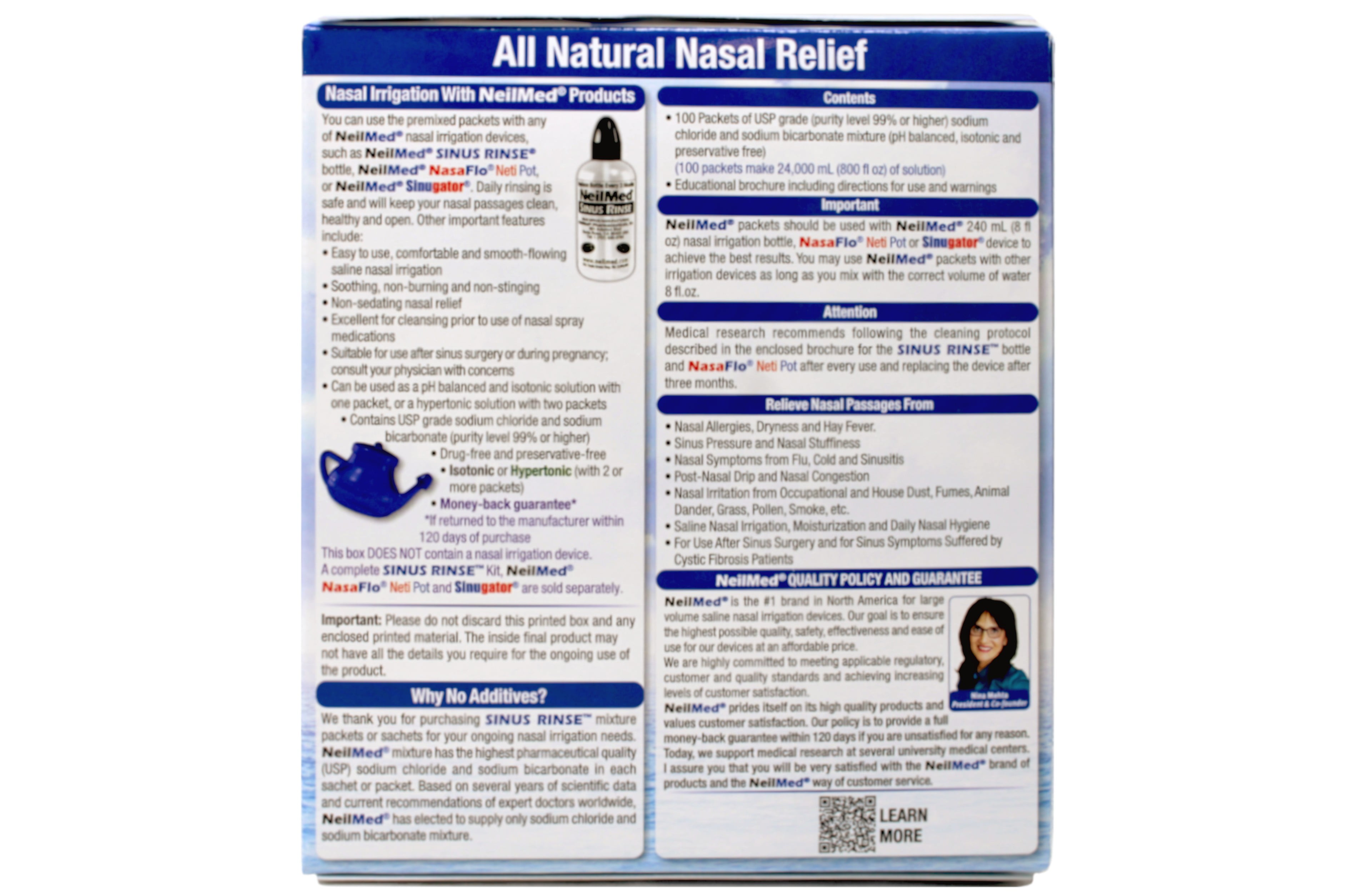 5 Pack - NeilMed Sinus Rinse Premixed Refill Packets 100 Each