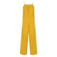 thumbnail image 5 of up to 60% off Gifts Usmixi Jumpsuits for Women Dressy Casual Solid High Waist Loose Wide Leg Spaghetti Strap Jumpsuits Overalls Summer Square Neck Sleeveless Plain Long Formal Rompers Yellow xl, 5 of 6