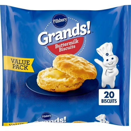Pillsbury Grands! Buttermilk Biscuits Frozen Dough, Value Pack, 20 ct., 41.6 oz.