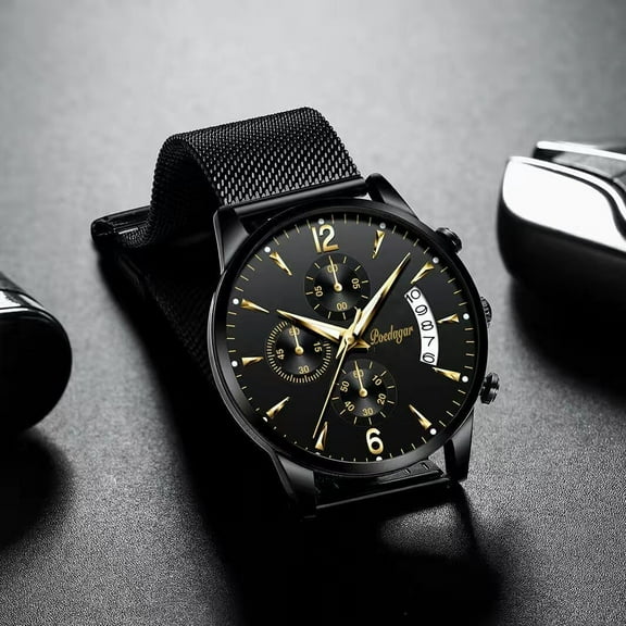 POEDAGAR Men's Fashion Ultra Thin Watches Sport Chronograph Simple Casual Stainless Steel Mesh Belt Quartz Wristwatch Student