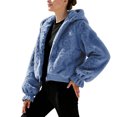 thumbnail image 4 of Dxzfnsa Women's Hooded Coat Casual Womens Fleece Fuzzy Faux Shearling Zipper Coats Warm Winter Oversized Solid Color Jackets, 4 of 8