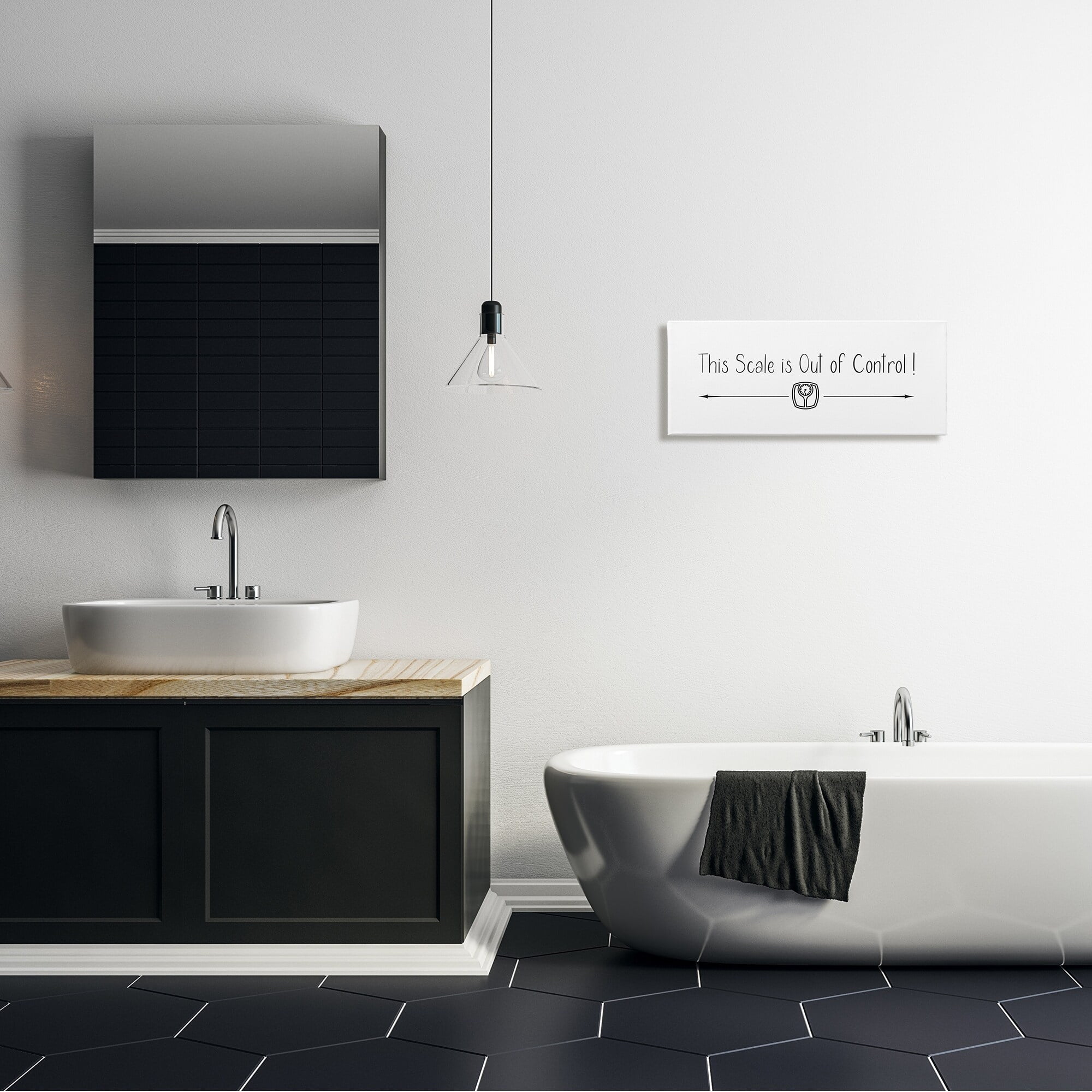 Stupell Industries Scale is Out of Control Funny Bathroom Phrase, 48 x 20,Design by Susan Jill