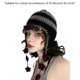 thumbnail image 3 of Girl Cartoon Rainbow Striped Knit Beanie Hat Y2K Party Hat Photo Props Hot Girl Cute Slouchy Knitting Hat White Gray Cap Singl, 3 of 4