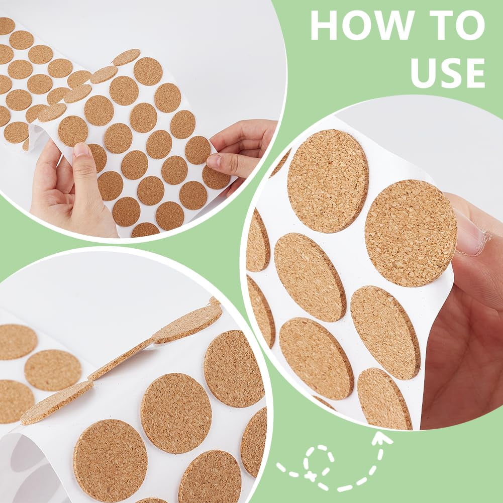 1 Roll Cork Stickers Flat Round Sienna 25.5x1.6mm 1400pcs/roll
