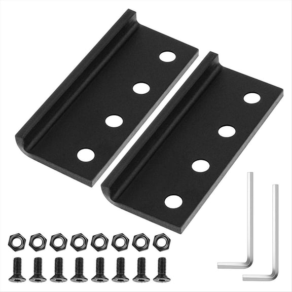 2 Set Sliding Barn Door Track Connector Hardware L-Shaped Rail Adaptor with Screws and Nuts