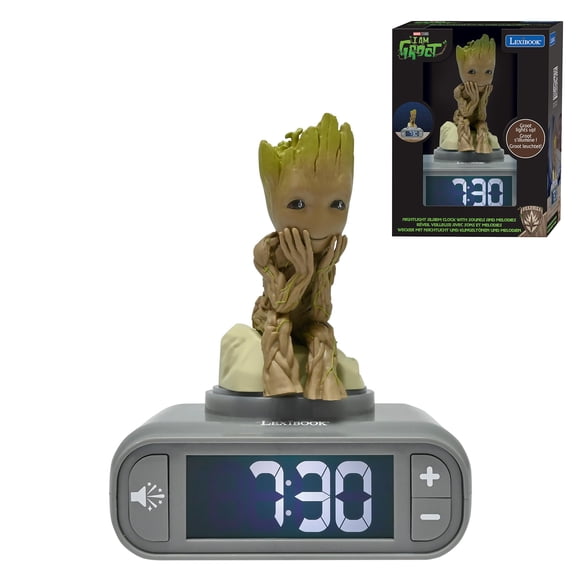 Reloj despertador LEXiBOOK Groot con luz nocturna, pantalla LCD y sonidos