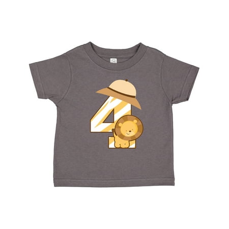 

Inktastic 4th Birthday Jungle Safari Lion 4 Year Old Gift Toddler Boy or Toddler Girl T-Shirt