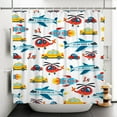 thumbnail image 3 of SUNOLIFE Helicopter Aircraft Shower Curtain Kids Boys Waterproof Fabric Bathroom Curtain Set 47x64 in, 3 of 4