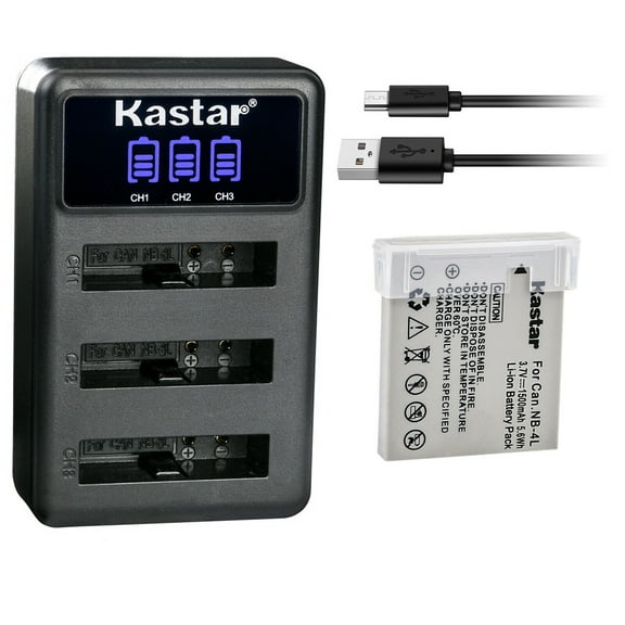 Kastar 1 Pack Battery and LCD Triple USB Charger Compatible with Canon PowerShot SD30, SD40, SD200, SD300, SD400, SD430, SD450, SD600, SD630, SD750, SD780 IS, SD940 IS, SD960 IS, SD970 IS, SD1000
