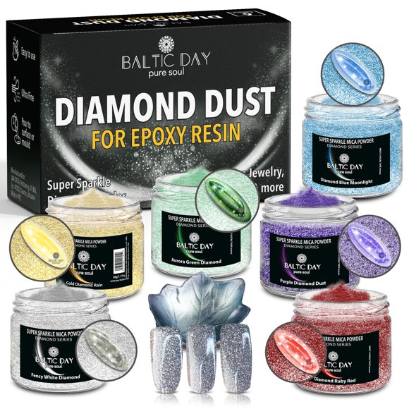 Set de purpurina BALTIC DAY Diamond Dust de 6 colores para resina