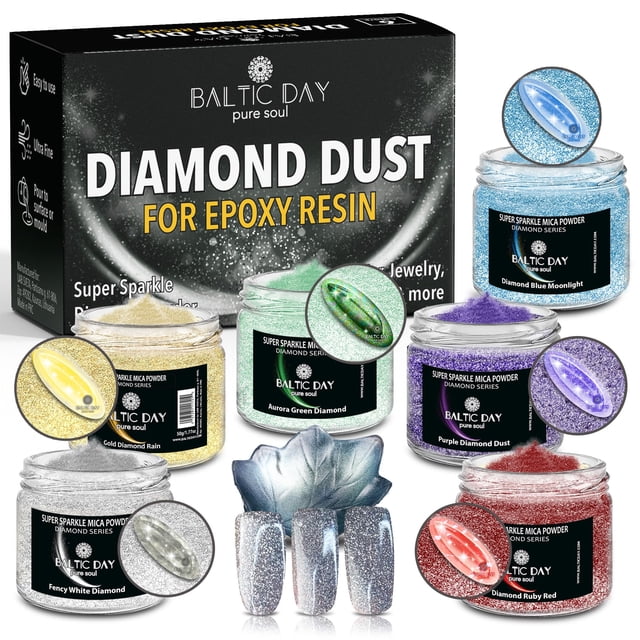 Set de purpurina BALTIC DAY Diamond Dust de 6 colores para resina
