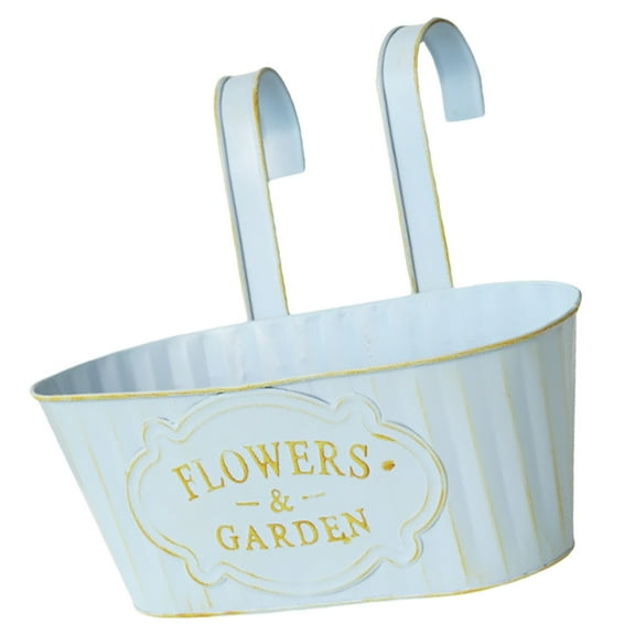Metal Hanging Flower Pots for Railing Fence Planter Box with Detachable Hooks Drainage Holes for Outdoor Plant Balcony