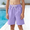 thumbnail image 2 of felwors Kids Quick Dry Shorts Boys Girls Elastic Waist Lightweight Athletic Shorts Summer Vacation Casual Loose Fashion Comfy Bottoms (Purple, 9-10 Years), 2 of 5