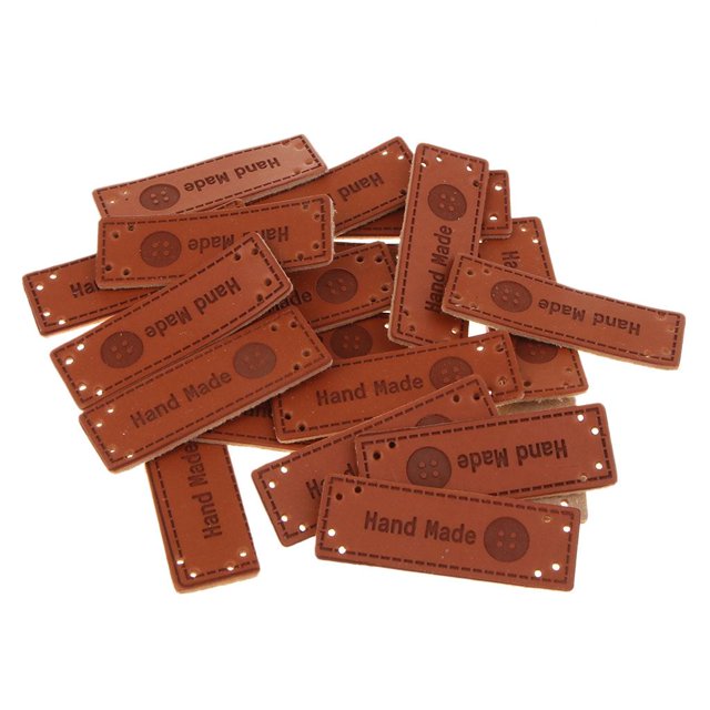 20 piezas, varios patrones, etiquetas de cuero PU, etiquetas con agujeros, costura, tejer, sombreros, accesorio para manualidades 01 Macarena Etiquetas de etiquetas hechas a mano