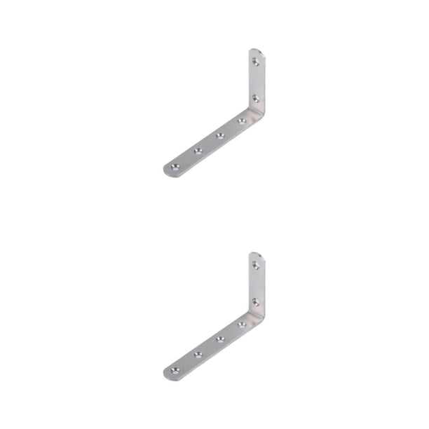 Bewildely 4 Uds soporte L soportes de esquina estante de montado en la pared soporte de partición estante de acero inoxidable de alta 125*75*20*3mm 2piezas