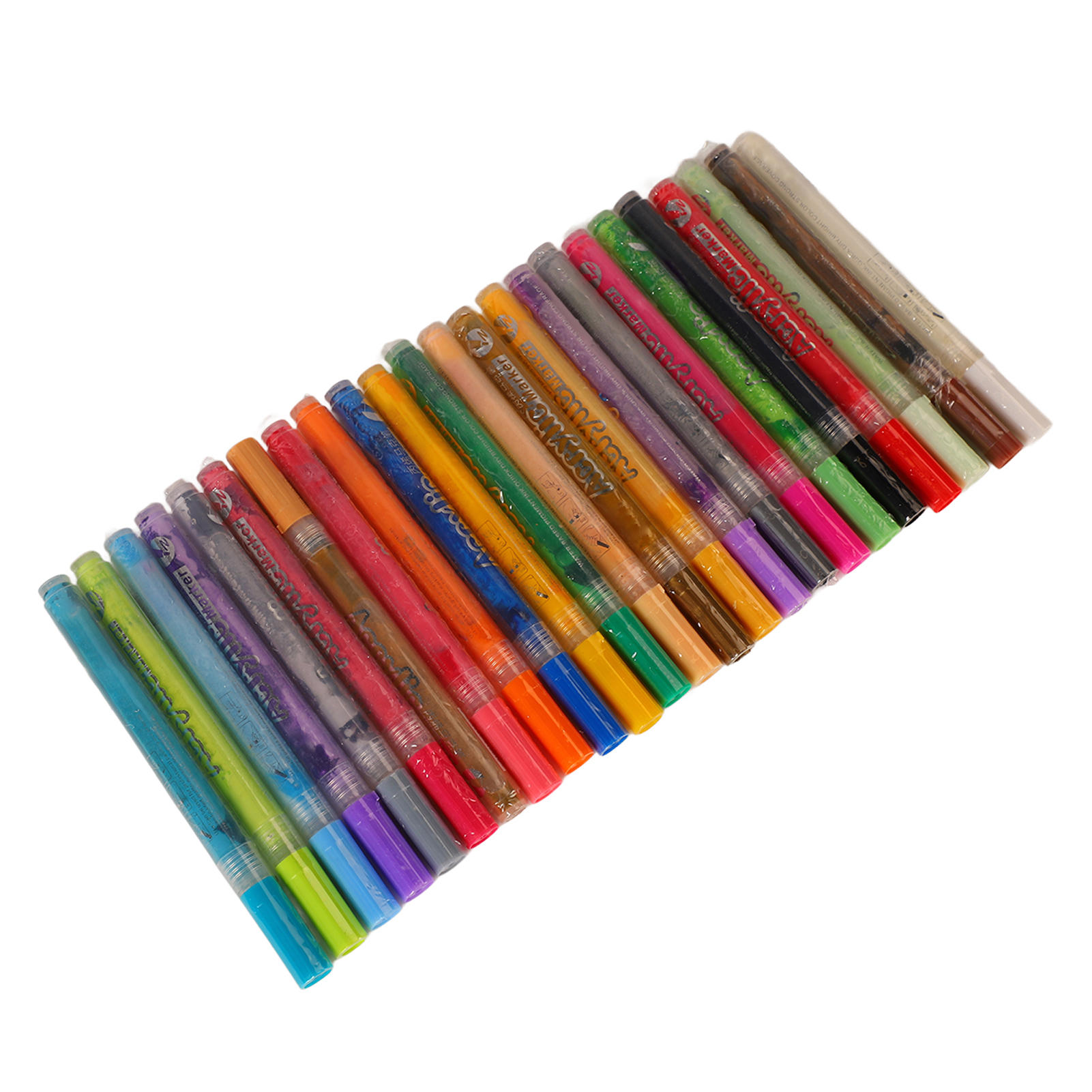 YAHHU 24‑Color Acrylic Brush Set – Waterproof, Odorless, Permanent Paint Pens for DIY Crafts, Clothing, Mugs & More