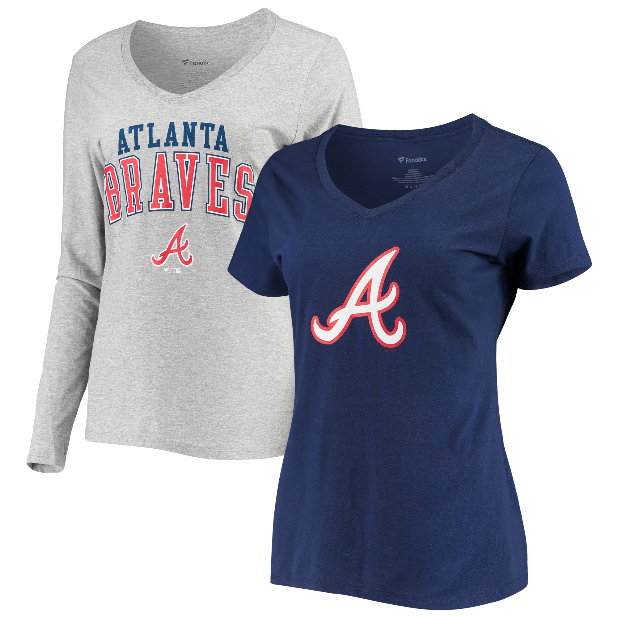 Atlanta Braves Fanatics Branded Women's VNeck TShirt Combo Set Navy