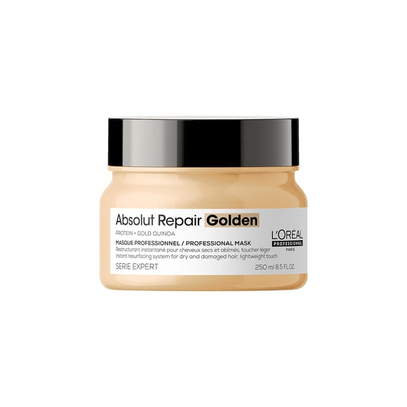 L'Oreal Professionnel Absolut Repair Golden Mask | Mascarilla dorada reparadora | Repara el daño y proporciona brillo al cabello | Con tecnología de quinoa dorada y prote&iac