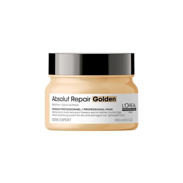 L'Oreal Professionnel Absolut Repair Golden Mask | Mascarilla dorada reparadora | Repara el daño y proporciona brillo al cabello | Con tecnología de quinoa dorada y prote&iac