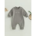 thumbnail image 2 of Bagilaanoe Newborn Baby Girl Boys Fall Jumpsuit Letter Embroidery Long Sleeve Bodysuit 3M 6M 12M 18M Infant Casual One Piece Rompers, 2 of 8