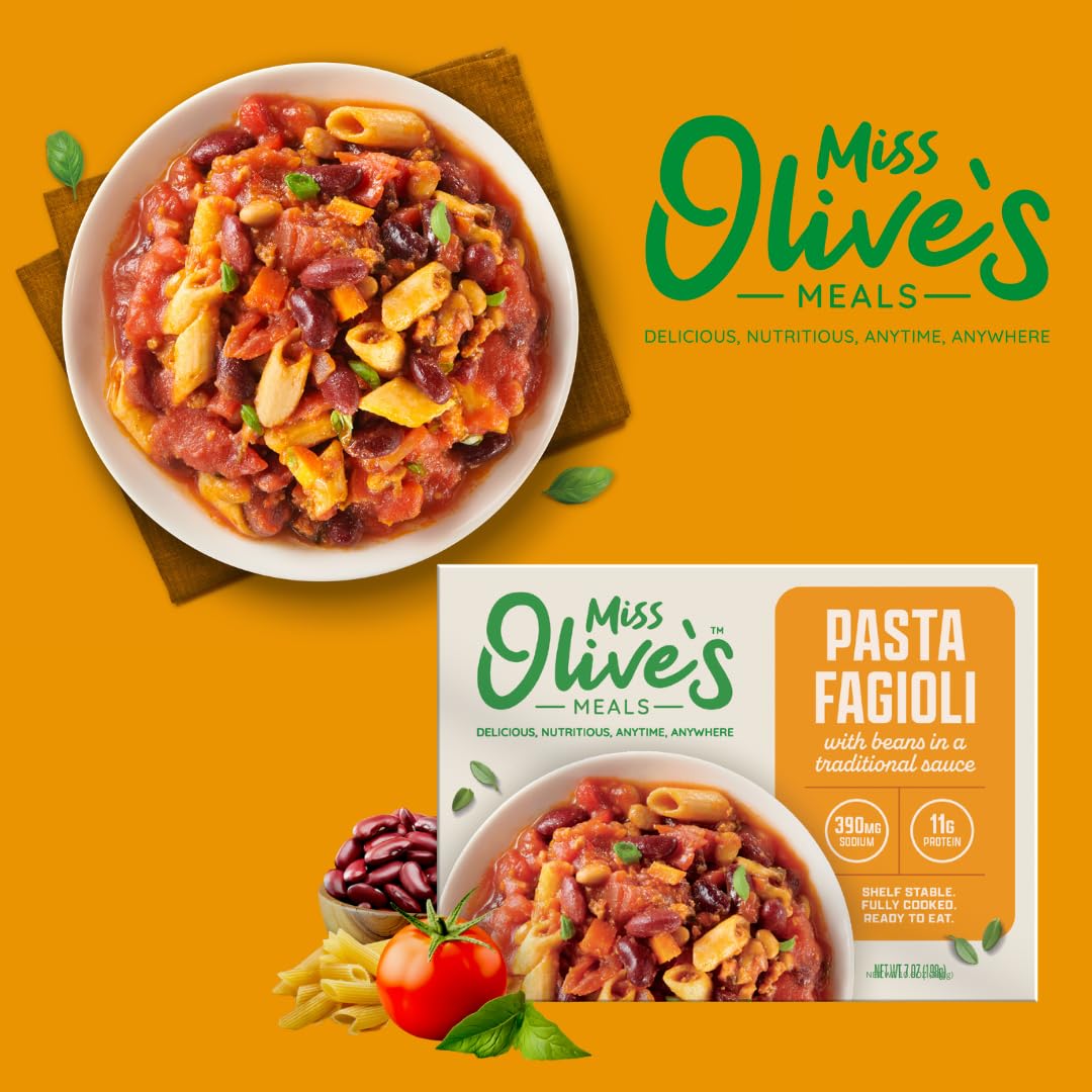 Miss Olive’s Ready Meals Variety Pack – 10 Pack (2 of Each Flavor) – Savory Entrées Including Tinga, Tikka, Teriyaki, Pasta Fagioli & Chicken Parm – Heat & Serve Microwave Meals, Larger Portions