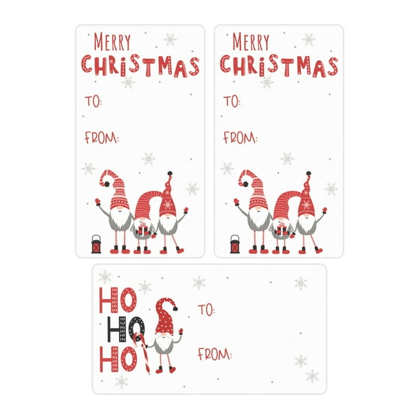 Christmas Gift Tags Stickers - 75 Peel and Stick Christmas Stickers - Red Holiday Gnomes - Distinctivs