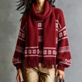 thumbnail image 4 of LUVDA Fair Isle Knit Scarf for Women Fringe Warm for Fall Winter, 4 of 5