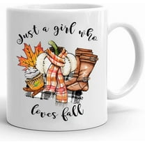 Fall Autumn Coffee Ceramic Mug, Pumkin Fall Mug, Just A Girl Who Loves Fall Mug, Thanksgiving Gifts For Mom Dad Best Friends Funny Ghost Halloween Mug, Cute Halloween Mugs Fall Gifts Halloween