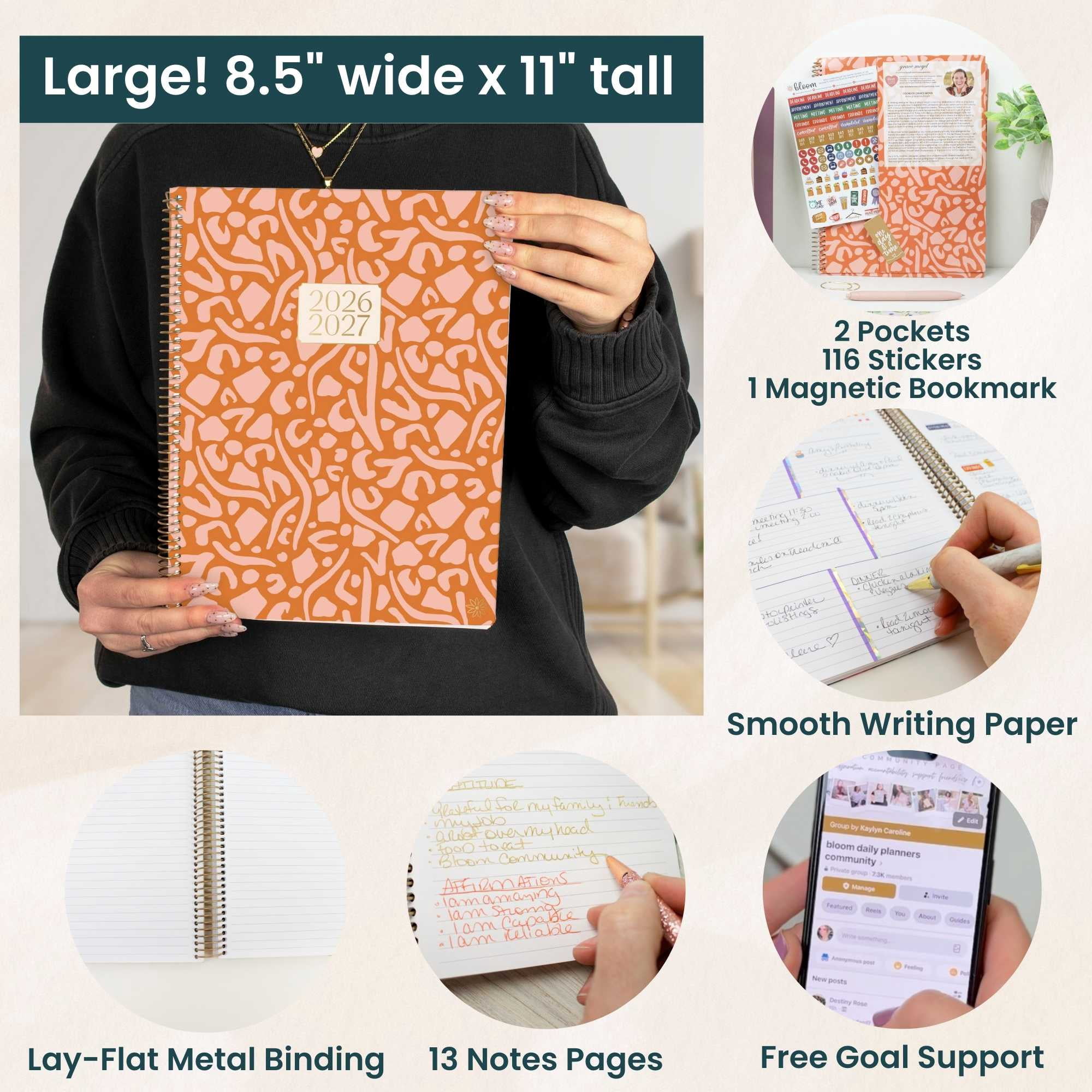 bloom daily planners 2026-2027 Academic Planner, 13 Month Monthly & Weekly, 8.5" x 11" Soft Cover, Stickers Included, Moments of Grace