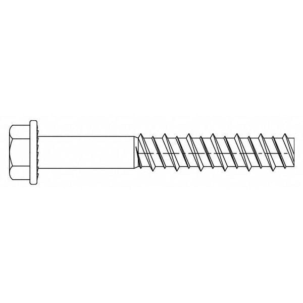 Tapcon LDT Concrete Screw, 3/8" Dia., Hex, 2 1/2 in L, 410 Stainless Steel Plain, 50 PK