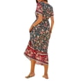thumbnail image 3 of Julycc Womens Boho Midi Floral Dress Summer Short Sleeve Long Beach Sundress, 3 of 3