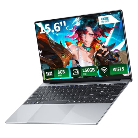 DUNHOO 15.6 inch Laptop with Core M3-6Y30 Processor Laptop Computer 8GB RAM 256GB SSD, Windows 11, 1920 * 1080, WiFi5, BT4.2,Silver