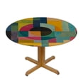thumbnail image 3 of HAOXIT Colorful Mosaic Print Outdoor Round Tablecloth with Elastic Band Table Cloths for Round Tables Fitted Outdoor Round Tablecloth Easy to Clean 31-35, 3 of 8