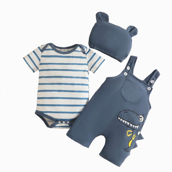 mgoYE Baby Boys' Clothing Sets Baby Boy Clothes Infant Newborn Outfits Long Sleeve Letter Print Romper Hat Pants Set Size 12-18 Months