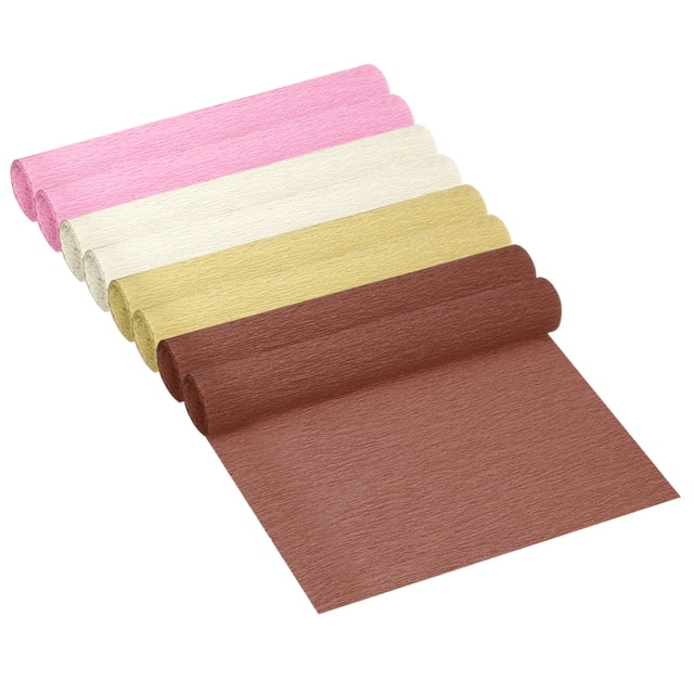 Uxcell 65.6ft Crepe Paper Roll, 8 Roll 4 Color 10" Width Paper Streamer, Brown Pink Series